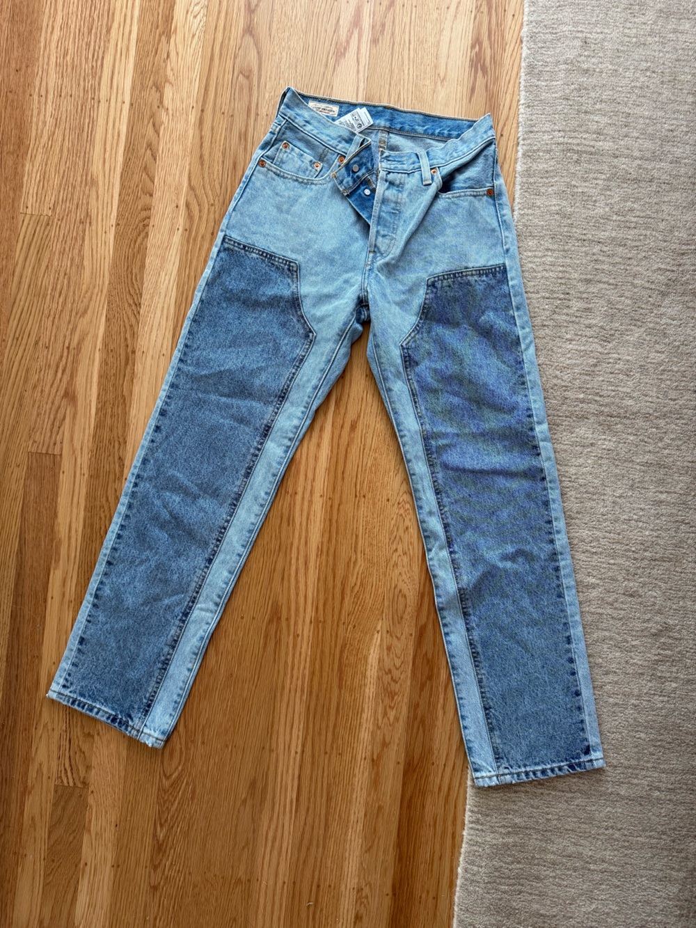Levi's 90’s 501 western Two-Tone Light and Medium Blue Slim Straight Jeans